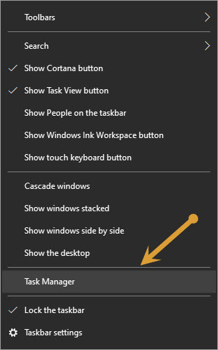 Task Manager in Taskbar