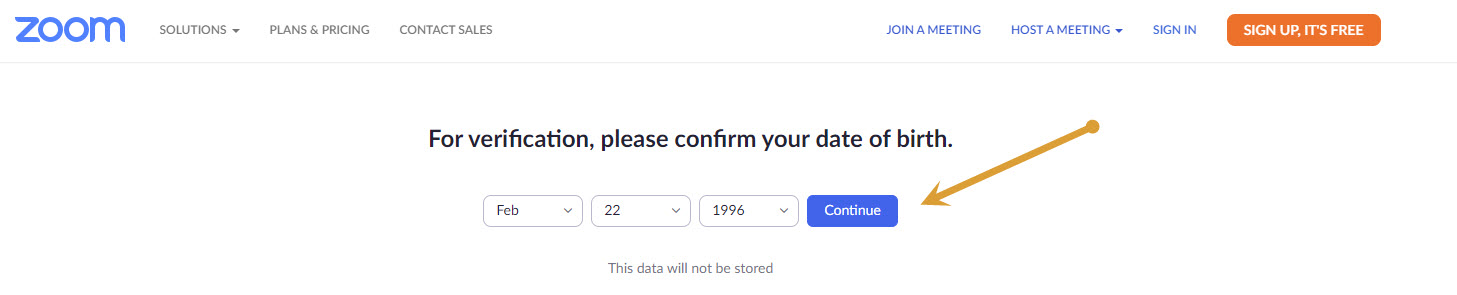 Zoom date of birth details