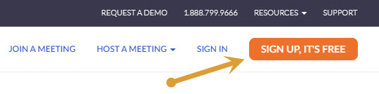 Zoom sign-up button