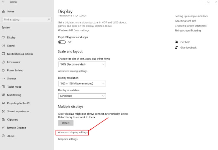 Windows Display settings