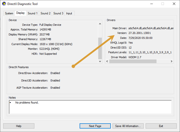 Checking Graphi Card Driver Version Number