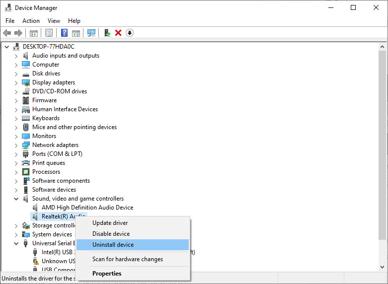 Uninstall Driver