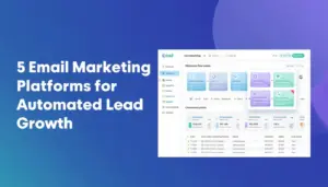 Email marketing automation platform dashboard illustrating lead generation, customer journeys, and automated workflows