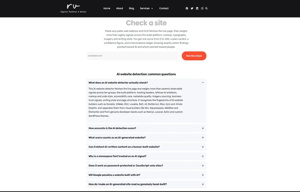 Free AI Website Detector