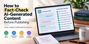Fact-checking AI-generated content by verifying claims, sources, statistics, quotes, and research before publication.