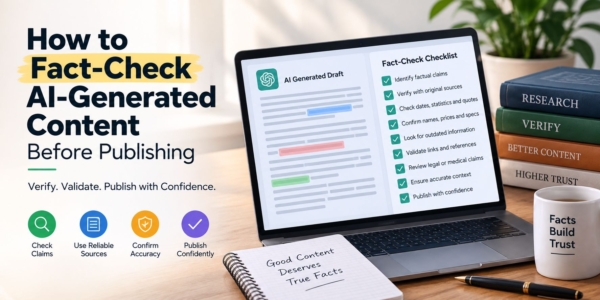 Fact-checking AI-generated content by verifying claims, sources, statistics, quotes, and research before publication.